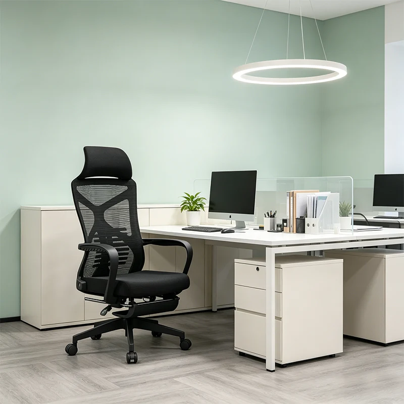 Modern Minimalist Ergonomic Office Chair: Lumbar Support Design - Height-Adjustable High-Back Desk Chair For Home Office