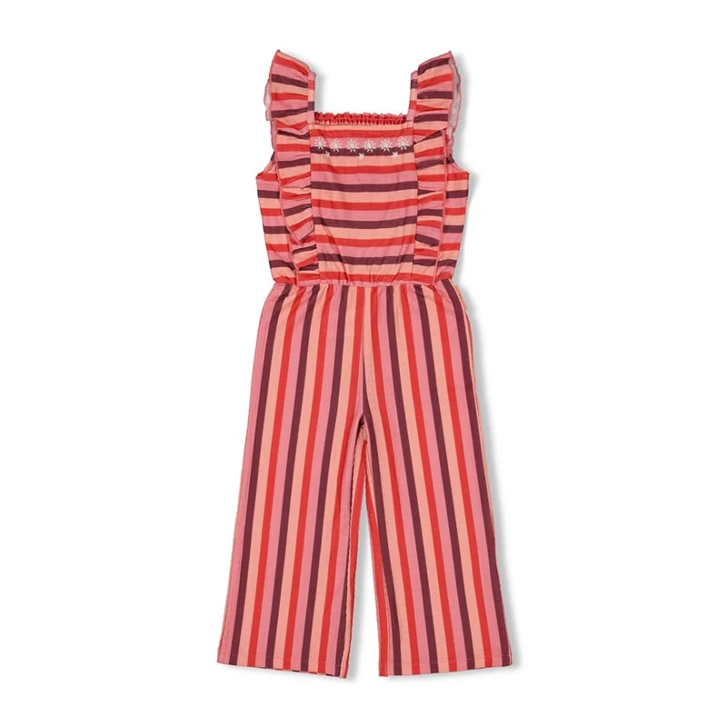 Jubel-Jumpsuit Ringel Seersucker - Salsa Sunset-Lachs