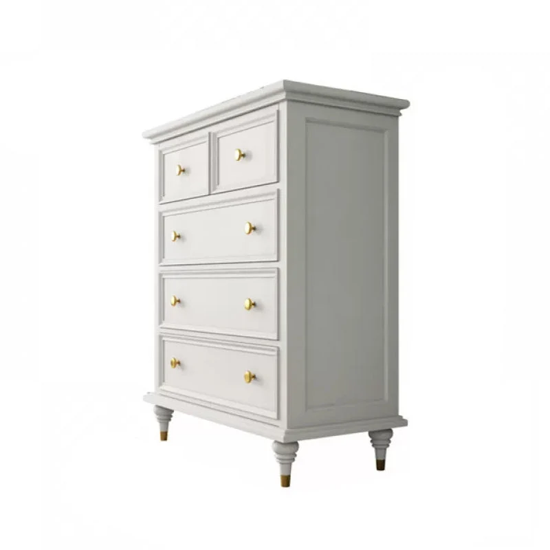 Glam Solid Wood Chest Home Storage Chest in White with Drawers