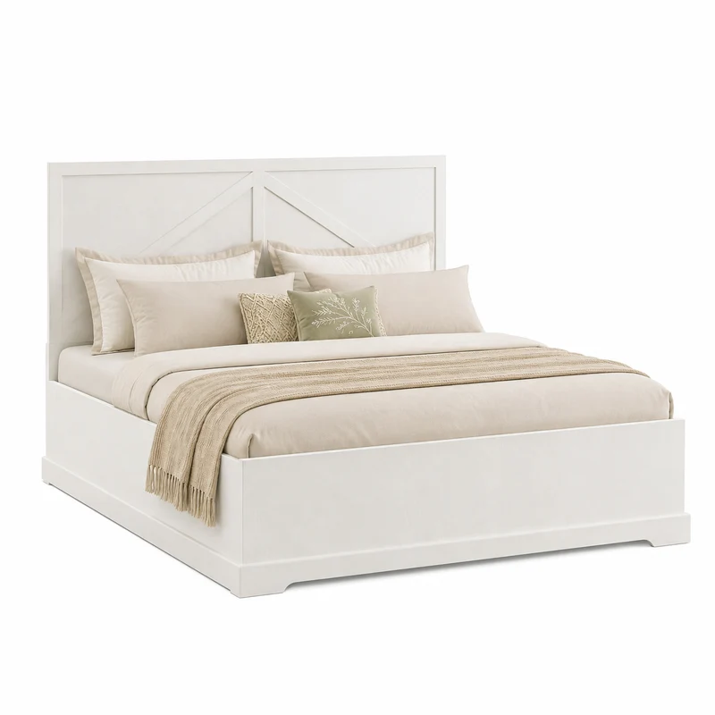Bellmont Elegantes Doppelbett 160 × 200 cm im Landhausstil – Opalweiß