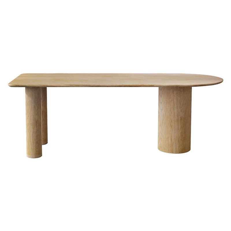 Solid Wood Contemporary Free Form Dining Table Wood Top Table for Home