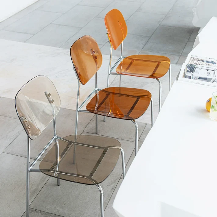Contemporary Scandinavian PC Metal Curved Rounded Square Bar Stool With Backrest For Living Room