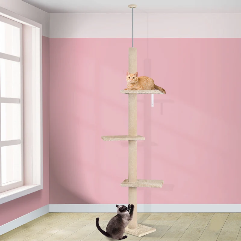 Kratzbaum, Boden bis zur Decke, Beige, 230 - 286 cm