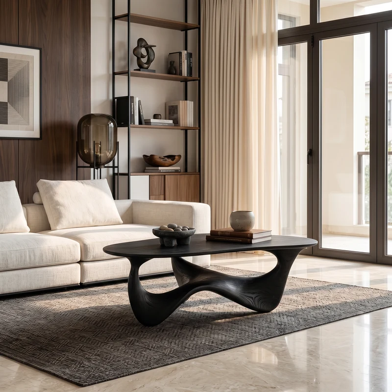 Spry Interior Rustic Solid Wood Coffee Table, Handcrafted Live Edge Low Center Table for Natural Home Living Room Styling, SILDTTRCF022