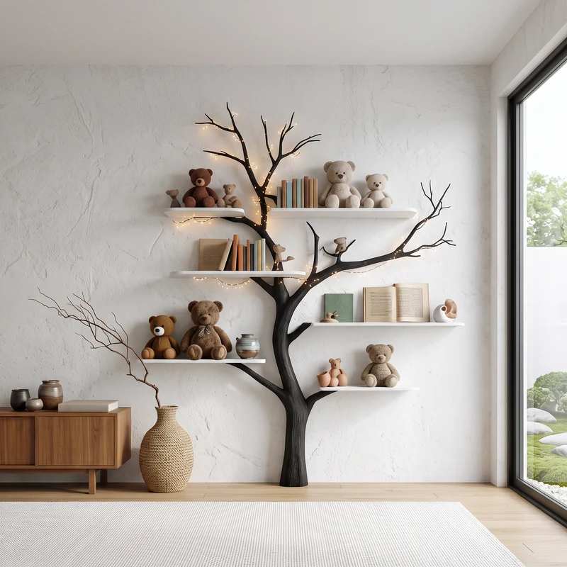 Midcentury Tree Bookshelf Nursery Bedroom SINLSATB256