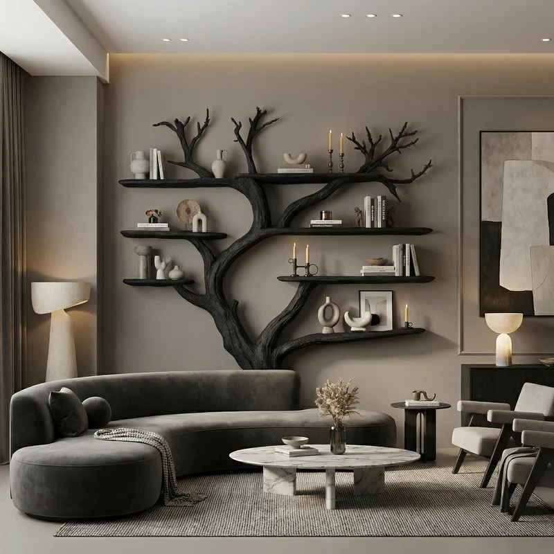 Rustic Tree Bookcase Entryway Halloween SINLSATB264