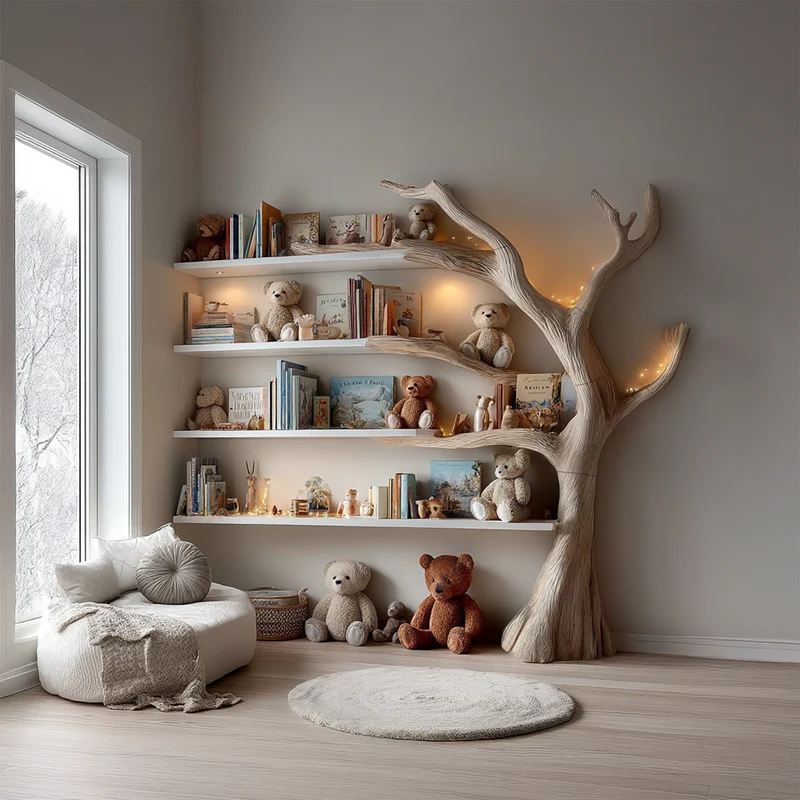 Midcentury Tree Bookcase Study Room Nursery SINLSATB261