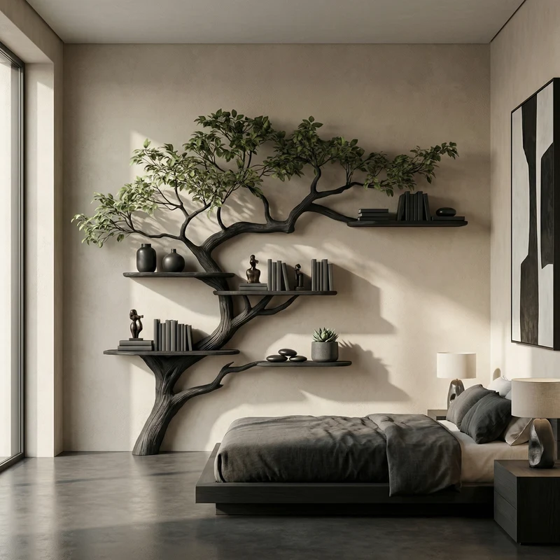 Midcentury Tree Bookshelf Living Bedroom SINLSATB266