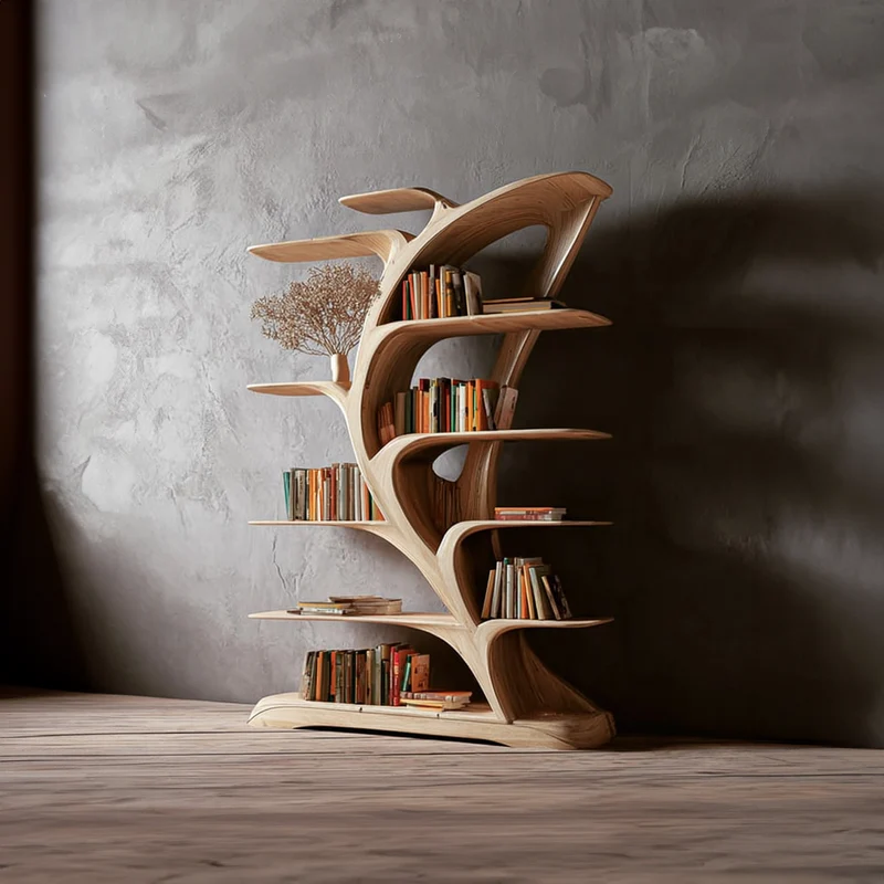 Midcentury Tree Bookshelf Bedroom Reading SINLKITB250