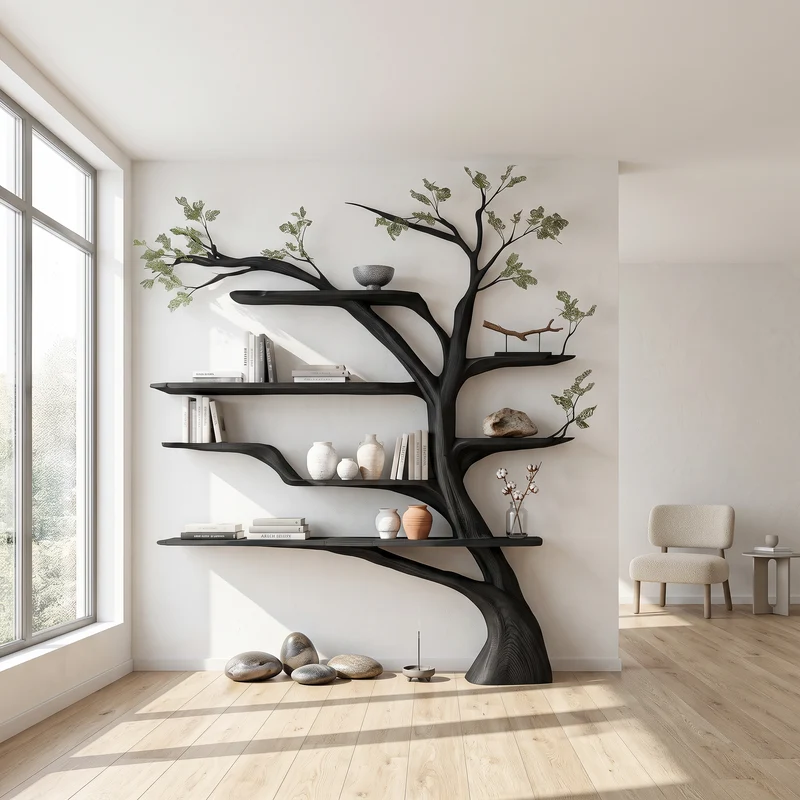 Rustic Book Tree Shelf Home Office SINLSATB231