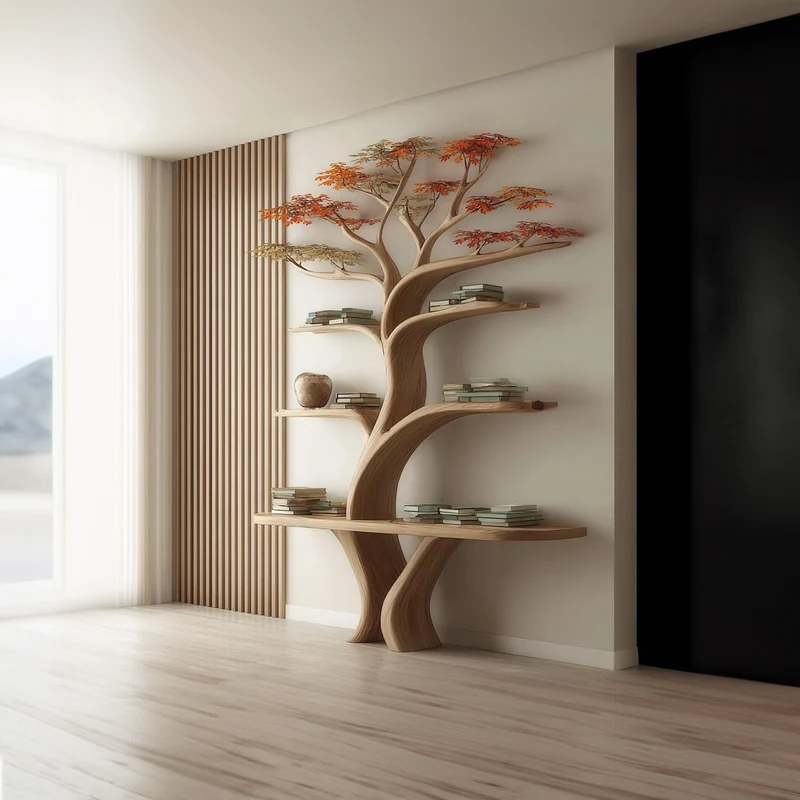 Midcentury Tree Wall Shelf Study Room SINLKITB245