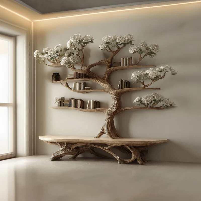 Rustic Artistic Tree Shelf Study Room SINLKITB242