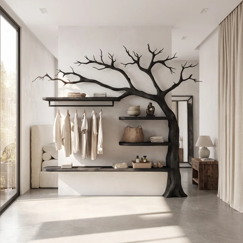 Mid Century Tree Coat Rack Living Room SINLSATB285