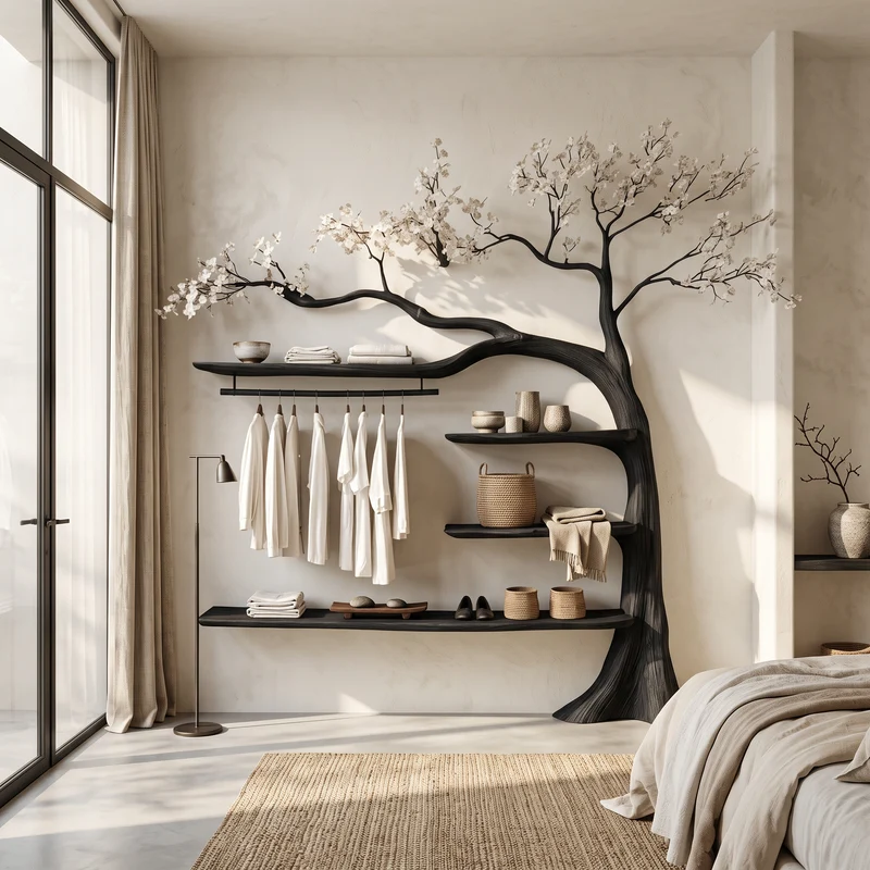 Rustic Tree Coat Rack Bedroom Closet SINLSATB284