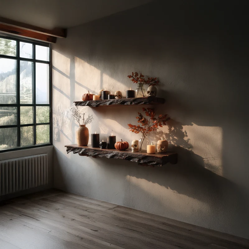 Rustic Floating Shelf Halloween Entryway Hallway SINLSAFL099