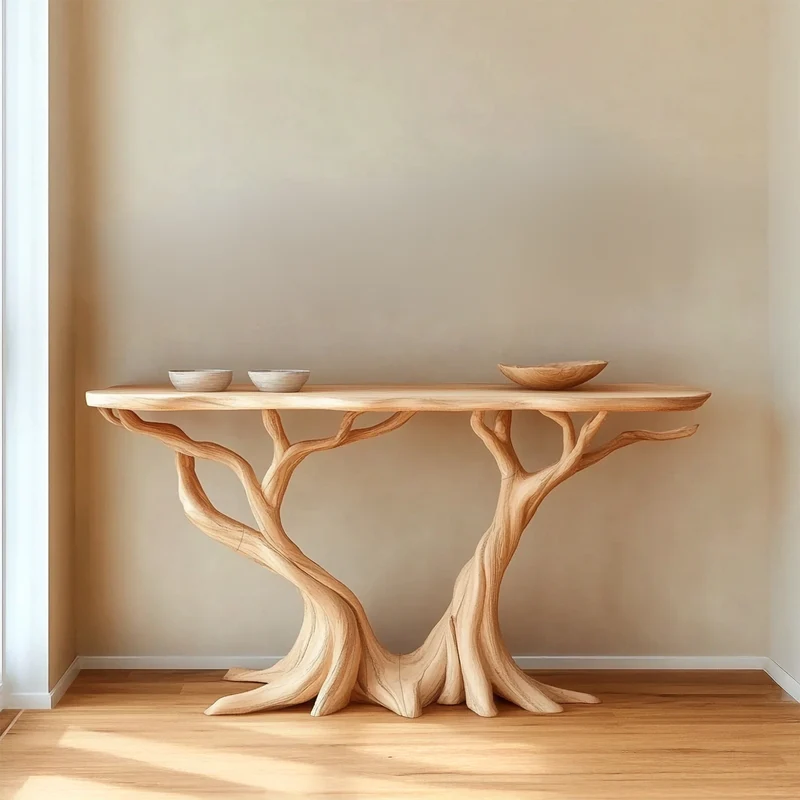 Nature Inspired Console Table Solid Wood Farmhouse Gift SINLSACS093