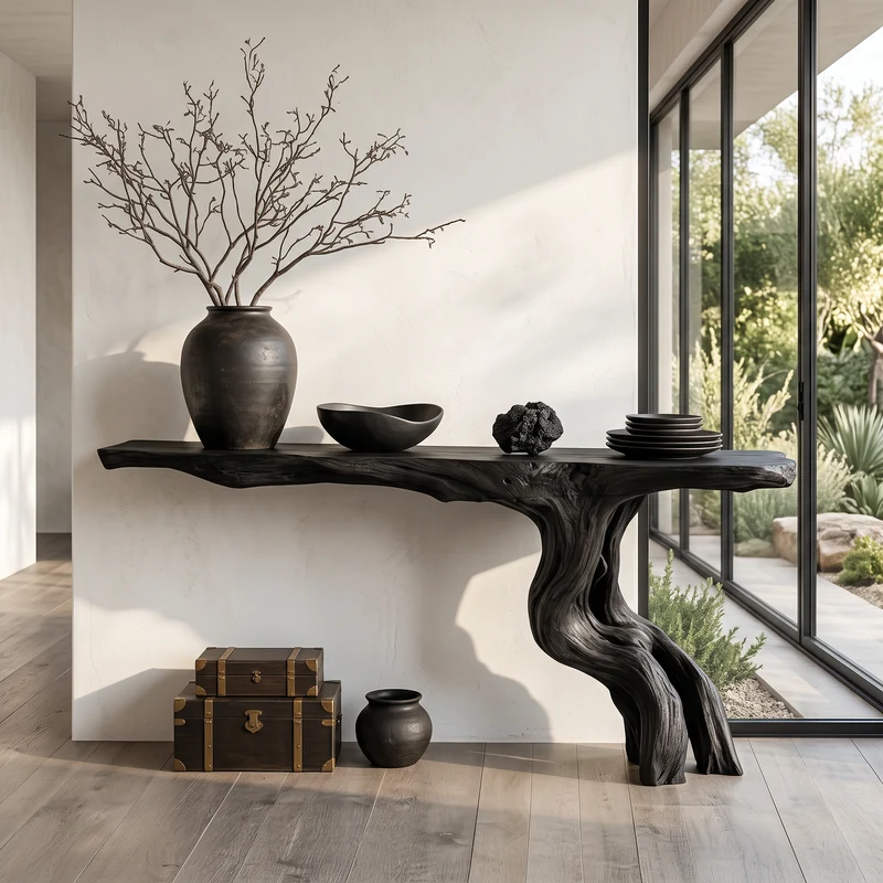 Rustic Console Table Driftwood Live Edge Natural Wood Gift SINLSACS090