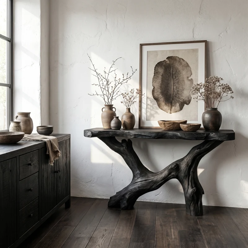 Live Edge Console Table Natural Wood Rustic Handmade Gift SINLSACS089