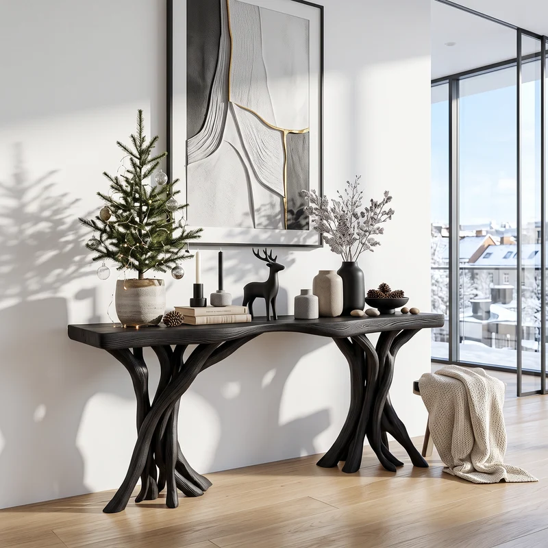 Driftwood Console Table Organic Wood Rustic Art Gift SINLSACS087