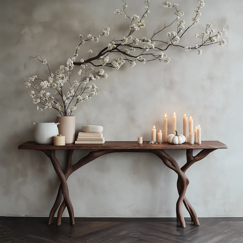 Driftwood Console Table Live Edge Rustic Wood Gift SINLSACS085