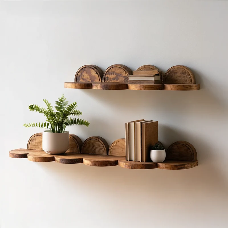 Floating Corner Shelf Solid Wood Home Accent Gift SINLSAFL078