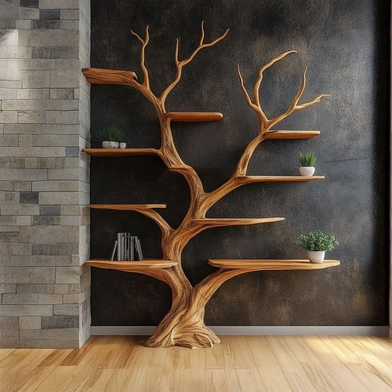 Tree Shelf Solid Wood Rustic Driftwood Gift SINLSATB198