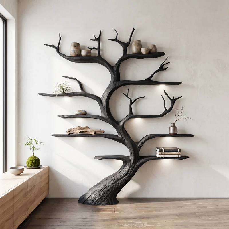 Rustic Tree Shelf Handmade Wood Wall Mounted Gift SINLSATB194