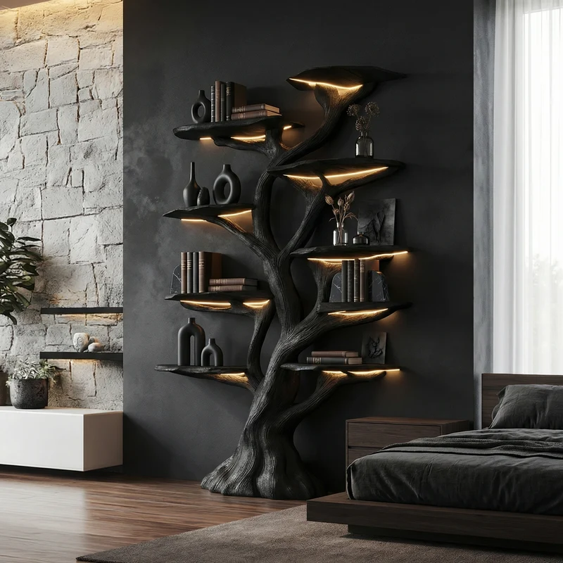 Wooden Tree Bookshelf Rustic Custom Display Gift SINLSATB192
