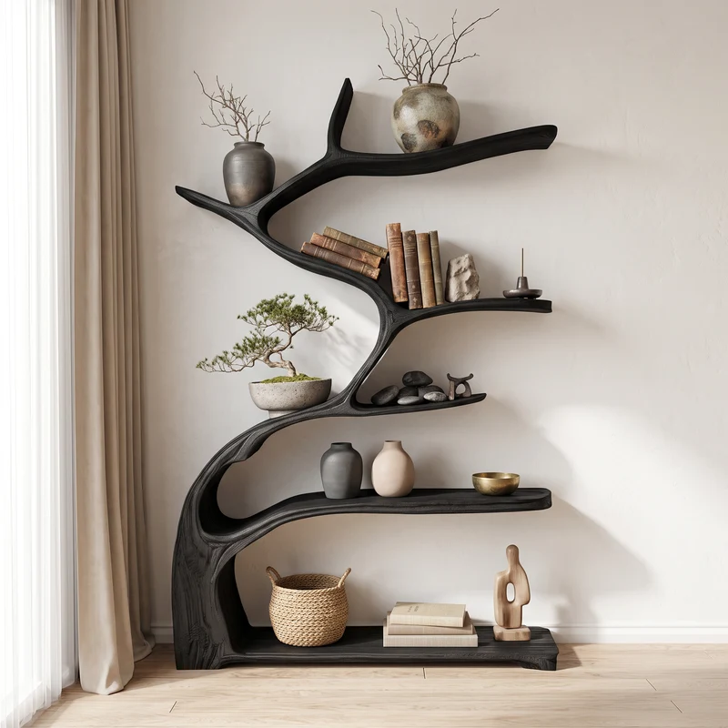 Tree Bookshelf Wooden Live Edge Rustic Farmhouse Gift SINLSATB189