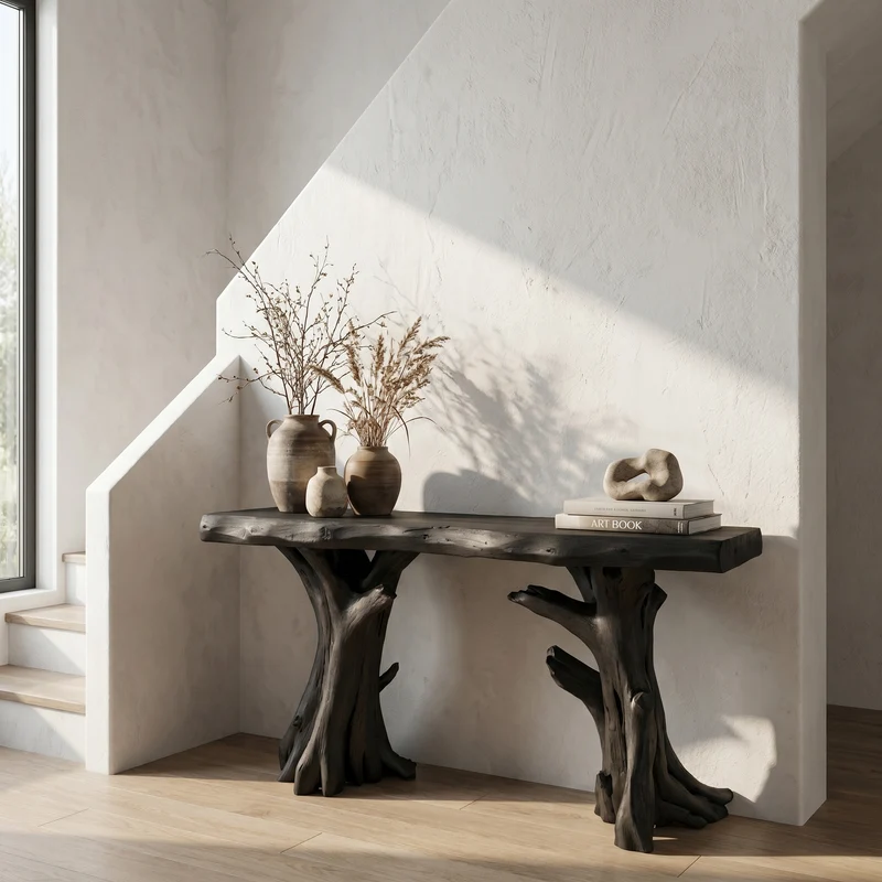 Coastal Driftwood Console Table Natural Tree Trunk Legs SINLSACS062