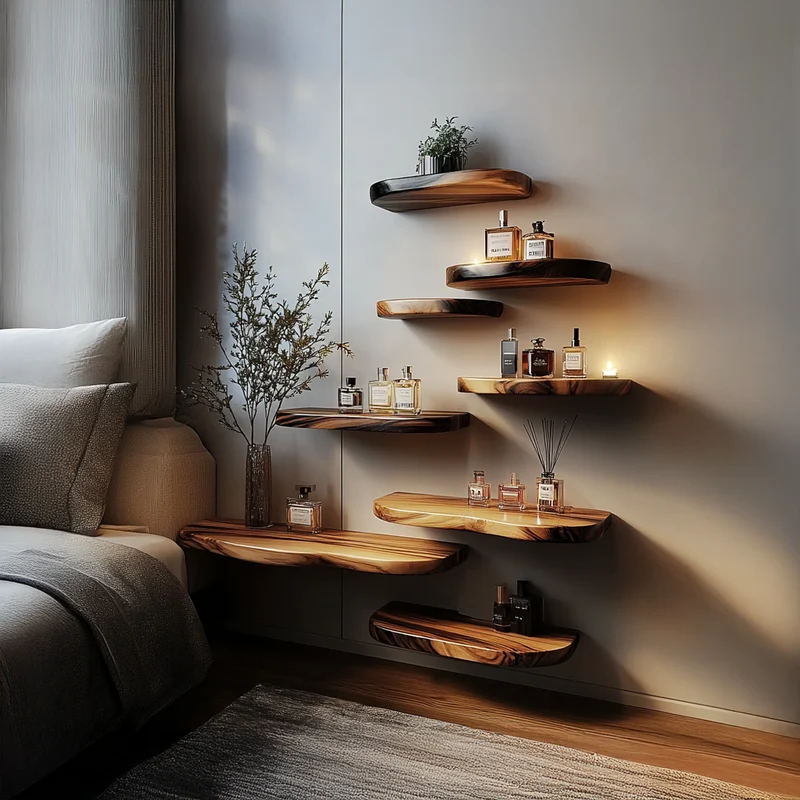 Unique Floating Shelves Solid Wood Home Decor Office Decor Gifts SINLFL064