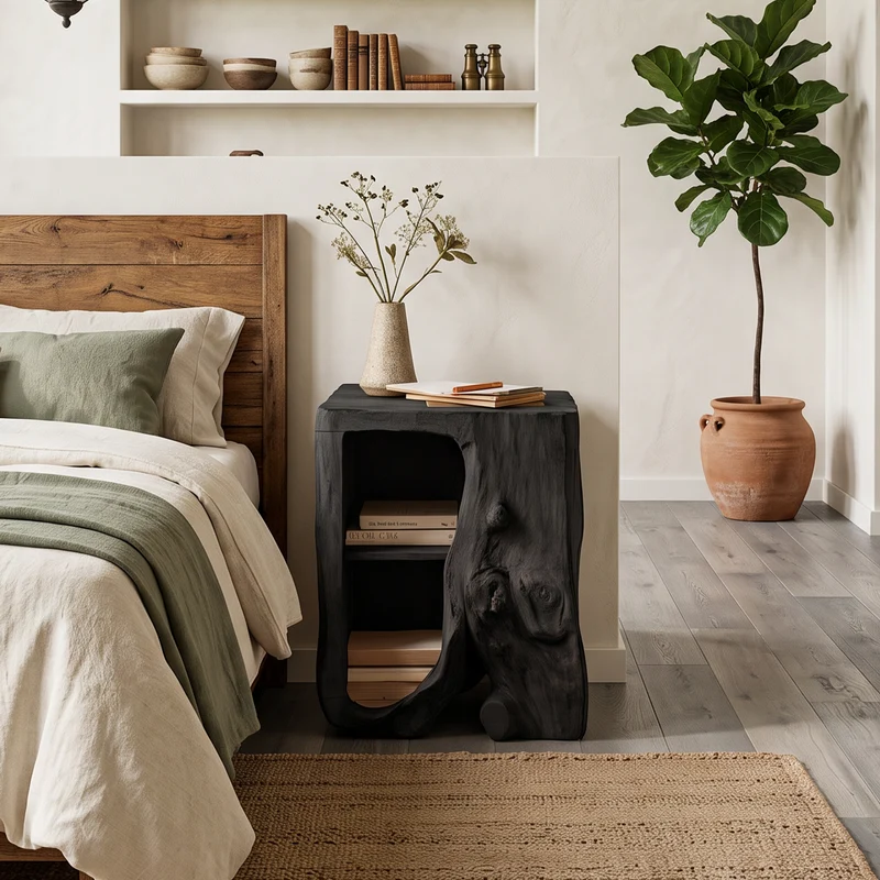 Farmhouse Live Edge Nightstand Bedroom Furniture Design SILDTTNNS003