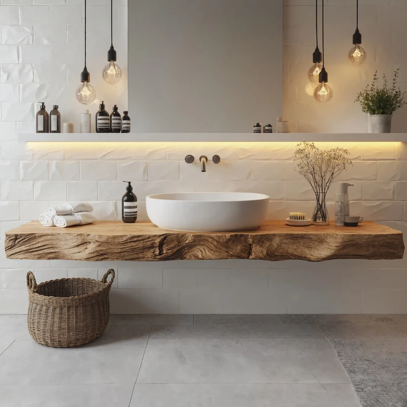 Handcrafted Live Edge Bathroom Vanity For Modern Design SILDTBRV227
