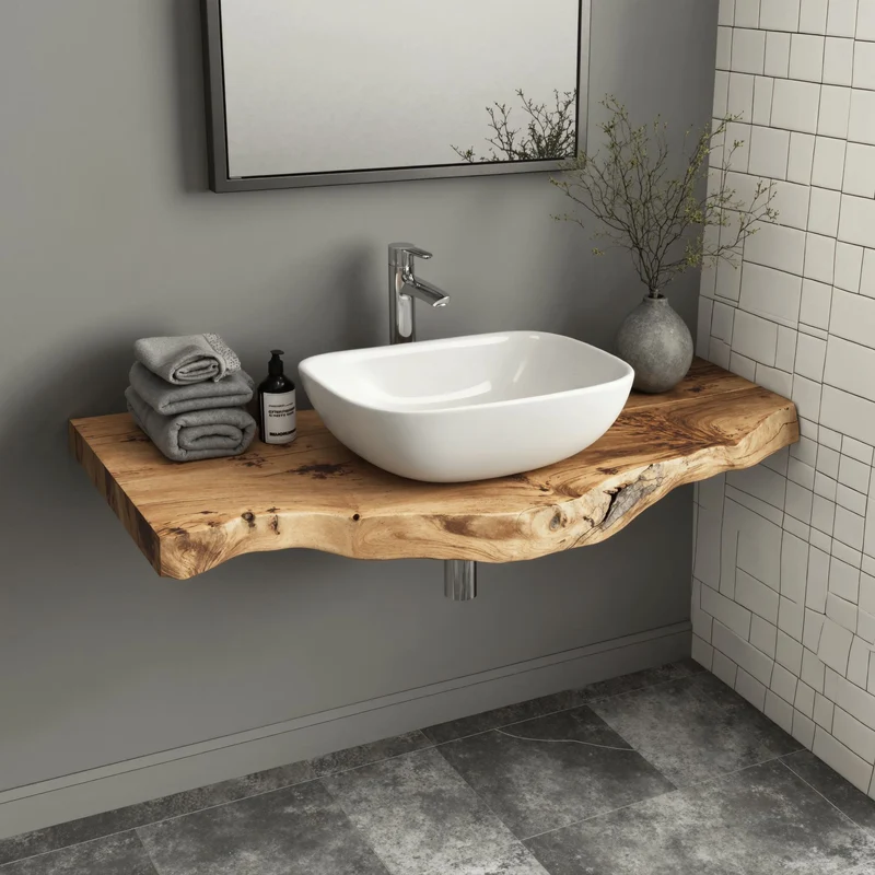 Spry Interior Mid-Century Wooden Bathroom Vanity, Handcrafted Solid Wood Under-Sink Floating Cabinet Storage Unit, SILDTBRV220