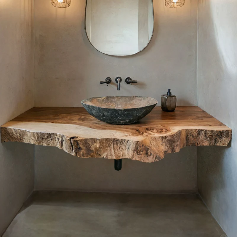 Handcrafted Solid Wood Vanity Bathroom Furniture SILDTBRV206