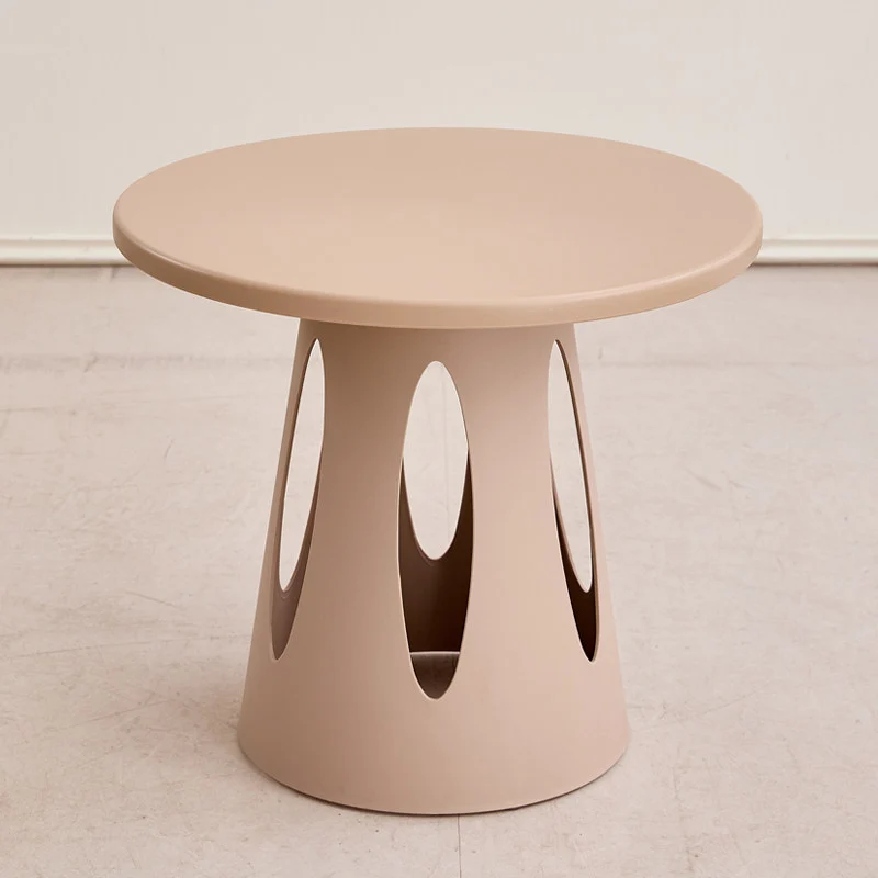 Contemporary Nordic Cylindrical Round PP Plastic Hollow-Carved Design Coffee Table 1-Layer For Living Room & Bedroom