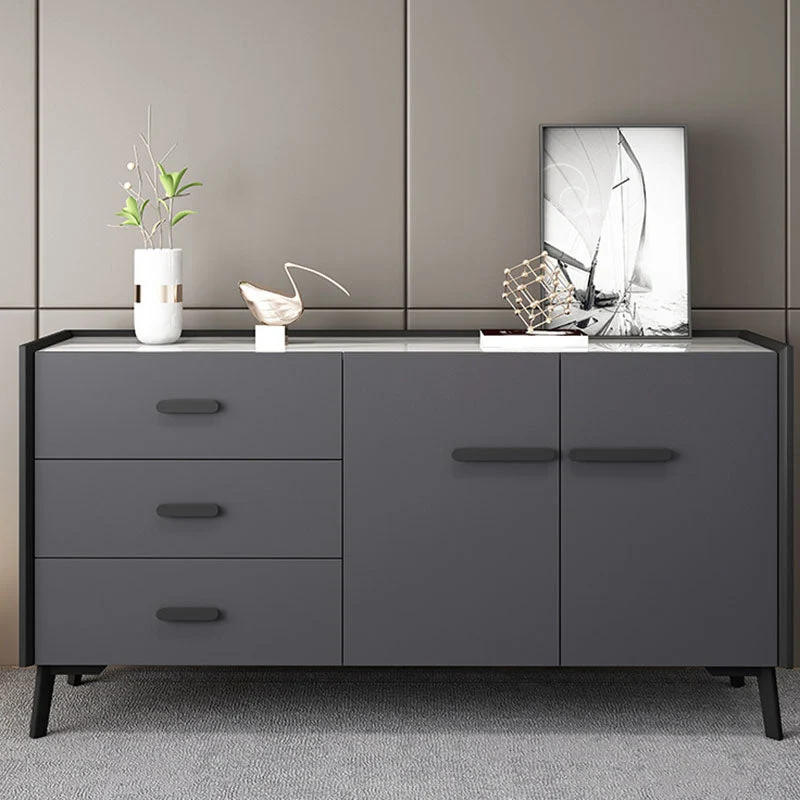Contemporary Stone Chest Bedroom Horizontal Storage Chest with Drawers