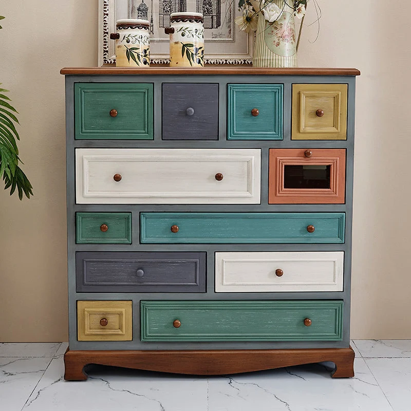 Coastal Storage Chest Solid Wood Dresser with 8/10/12 Drawers