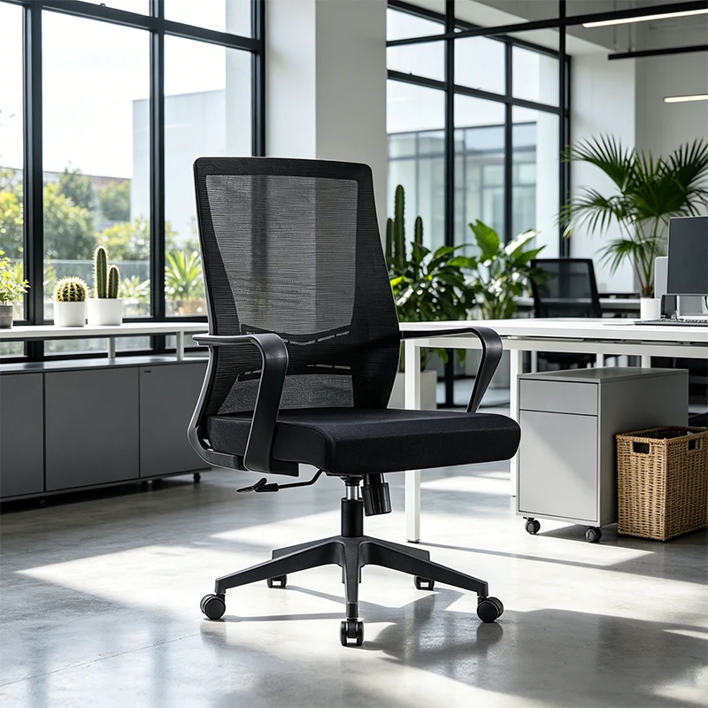 Modern Minimalist Mid-Back Office Chair: Ergonomic Height-Adjustable Desk Chair For Home Office