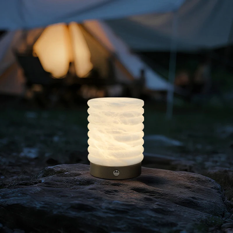 Scandinavian Natural Marble Aluminum Alloy Table Lamp USB Rechargeable - Touch Dimmable Ambient Bedside Lamp For Bedroom Living Room