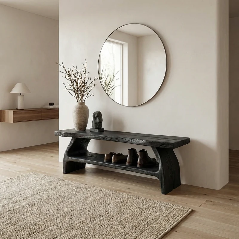 Rustic Entryway Shoe Bench Living Room SINLSASB031