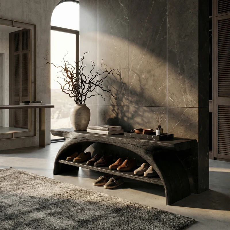 Rustic Shoe Storage Bench Entryway Living Room SINLSASB032