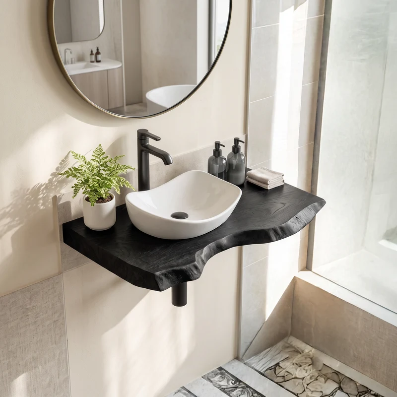 Mid Century Wooden Floating Vanity For Bathroom Decor SILDTTRBAS001
