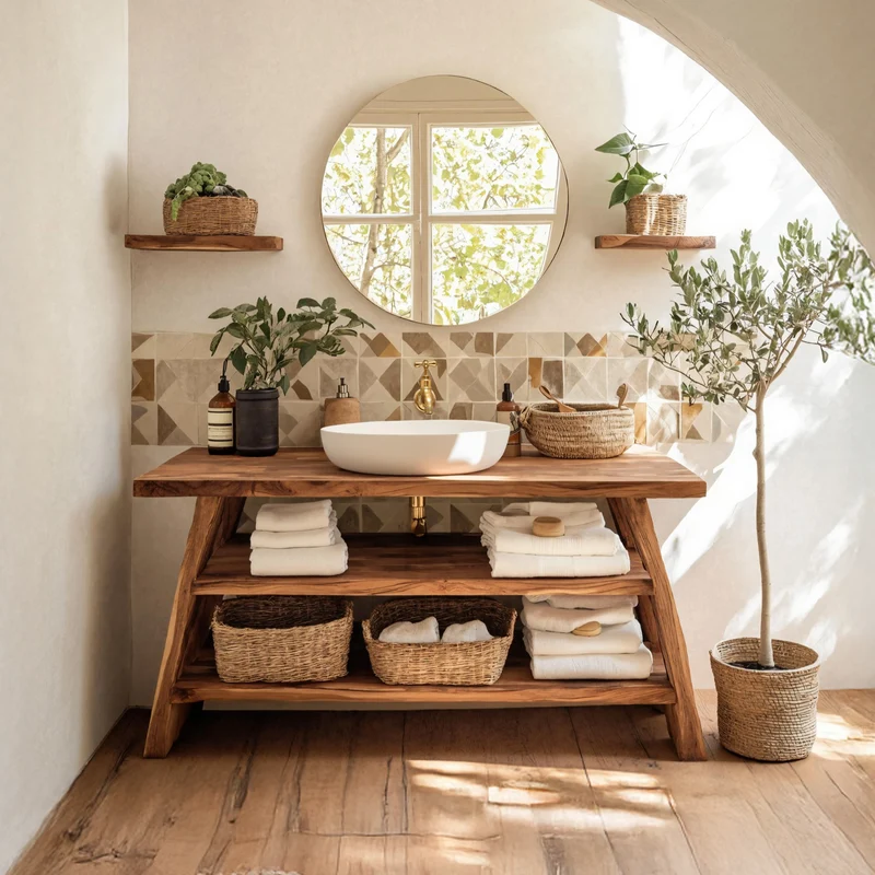 Farmhouse Bathroom Furniture With Wooden Vanity Design SILDTTRBRV046