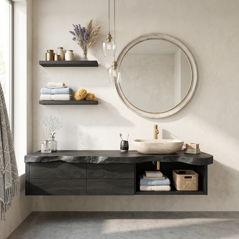 Handcrafted Live Edge Vanity For Bathroom Interiors SILDTTRBRV033