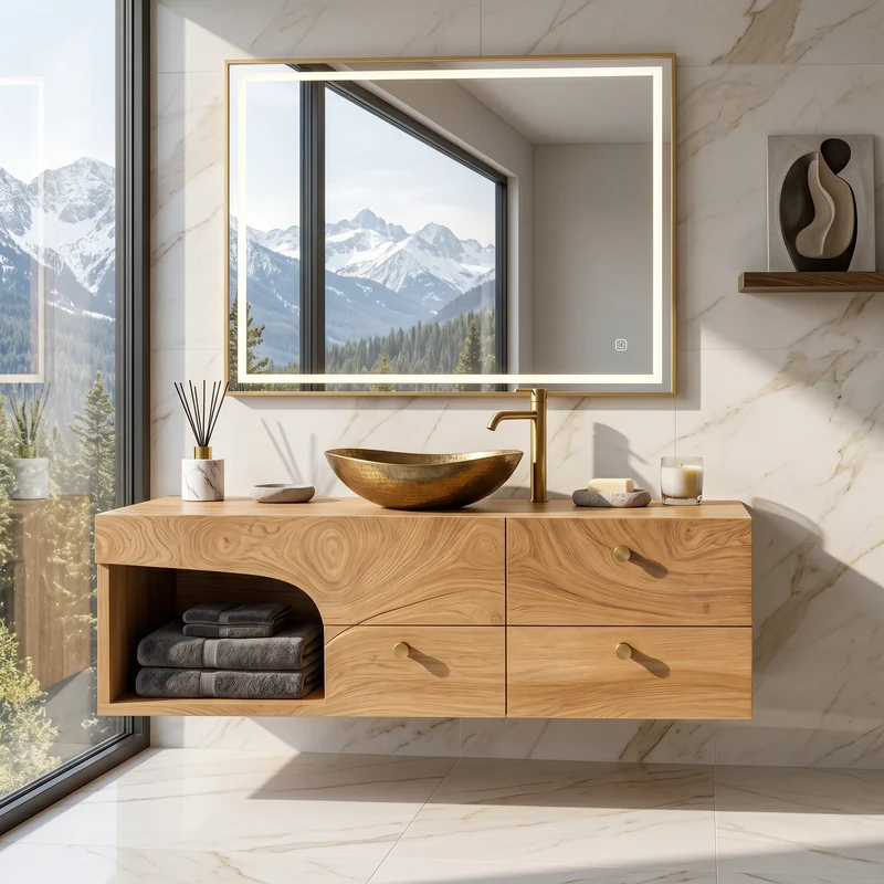 Rustic Floating Vanity For Small Bathroom Renovation SILDTTRBRV021