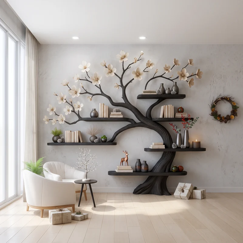 Rustic Tree Branch Shelf Nursery Kids Room SINLSATB227