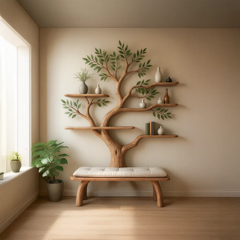 Rustic Tree Branch Shelf Living Bedroom SINLSATB223