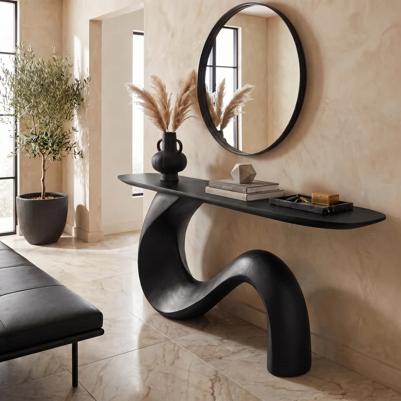 Midcentury Sculptural Console Table Entryway SINLSACS108