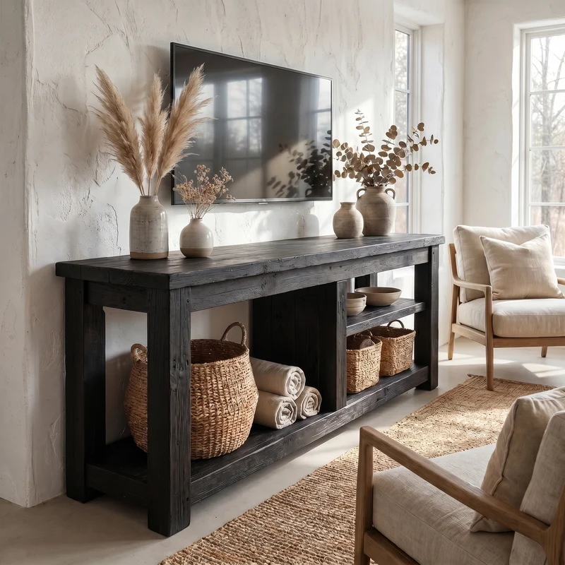 Rustic TV Console Table Living Room SINLSACS101